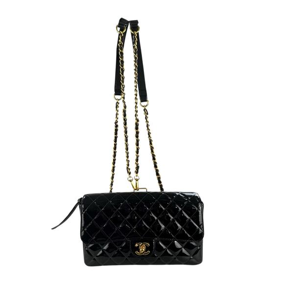 Chanel Vintage Patent Leather Matelasse Chain Backpack main image 7